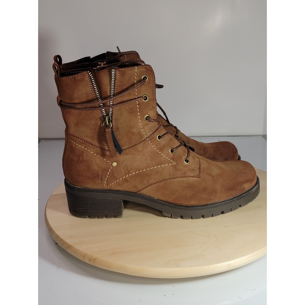 Dunes Kobe Brown Combat Zip Up Brown Lug Boots Womens 11 M